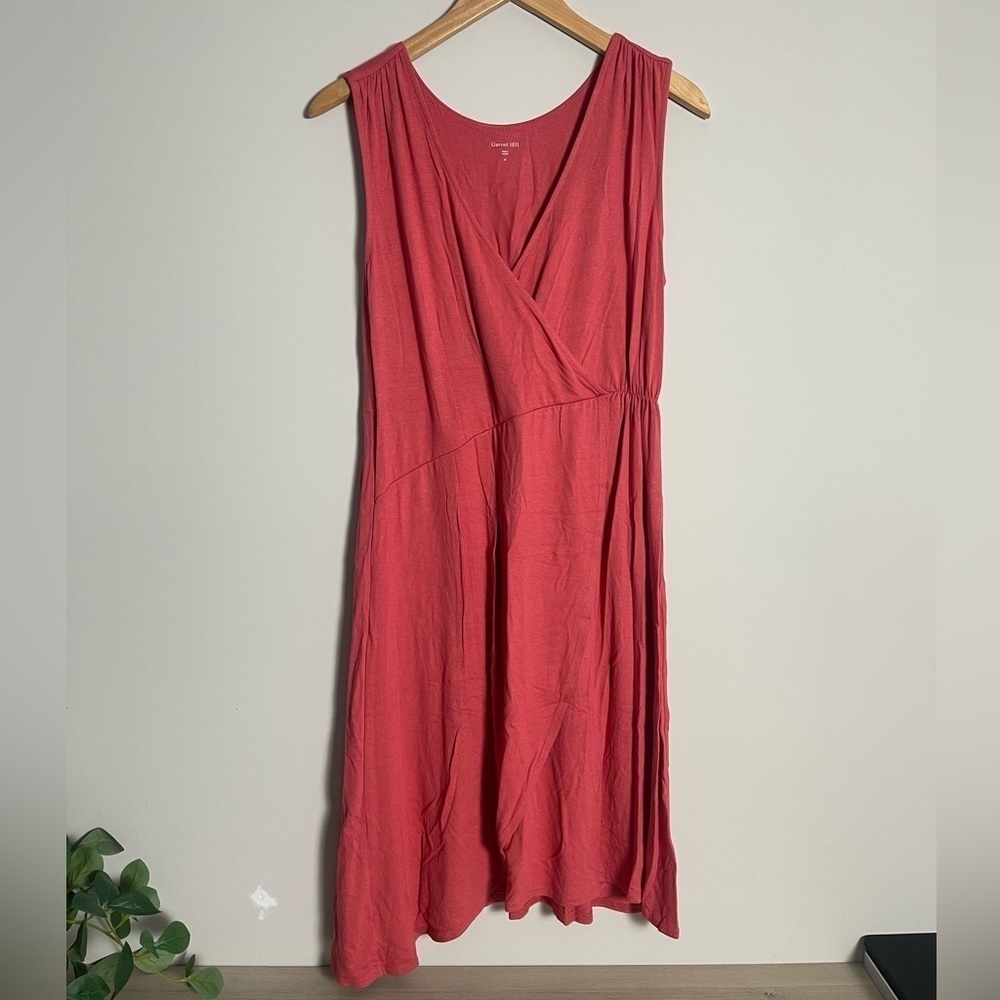 🚩Final Sale 
Garnet Hill | Faux Wrap Sleeveless Dress Size Medium